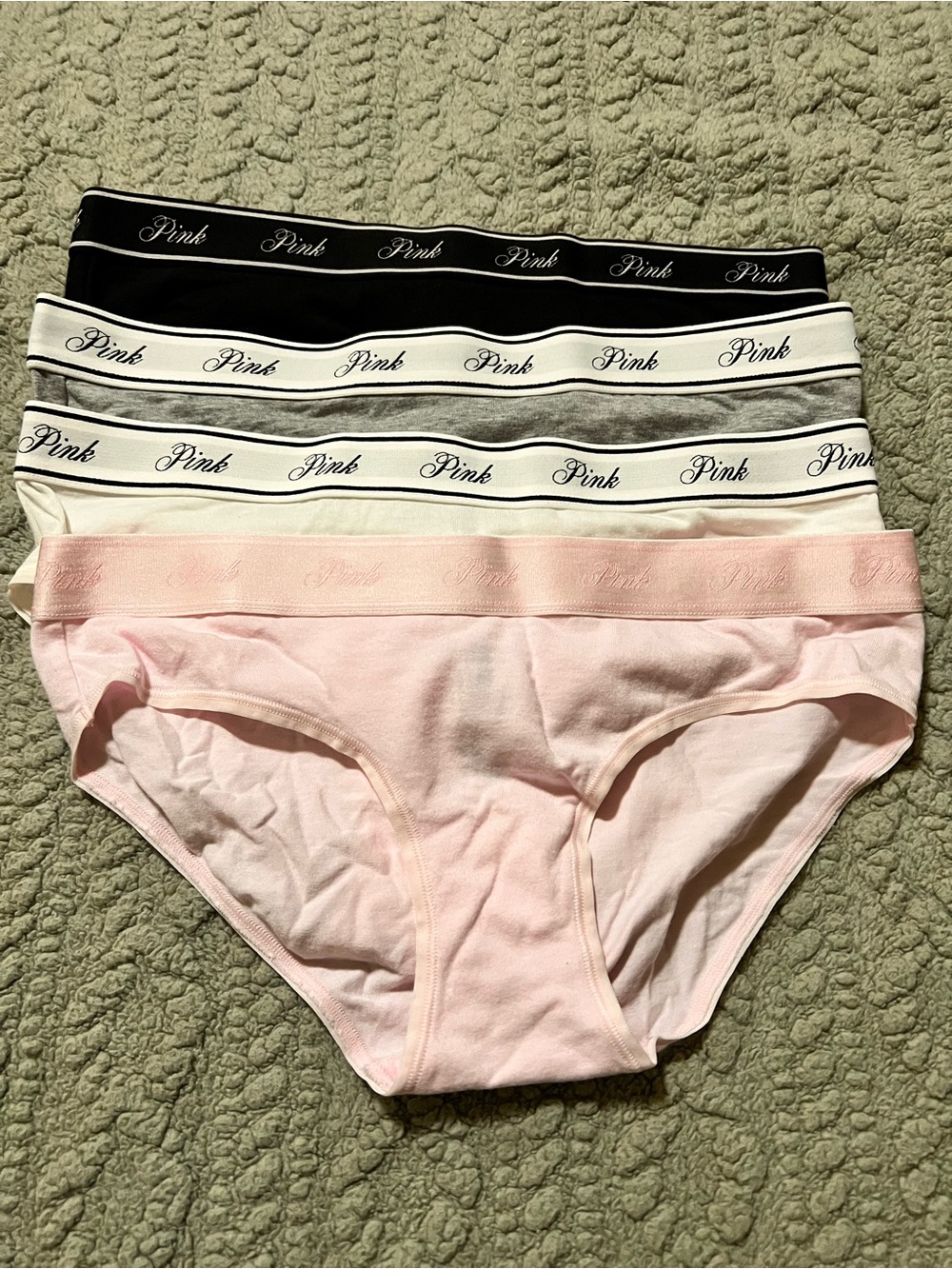 NWOT PINK Victoria's Secret Cotton Panty Pack - Black, White, Gray, Light Pink